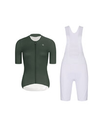 RIVANELLE Cycling short sleeve jersey and shorts - ELEVATE - white/green